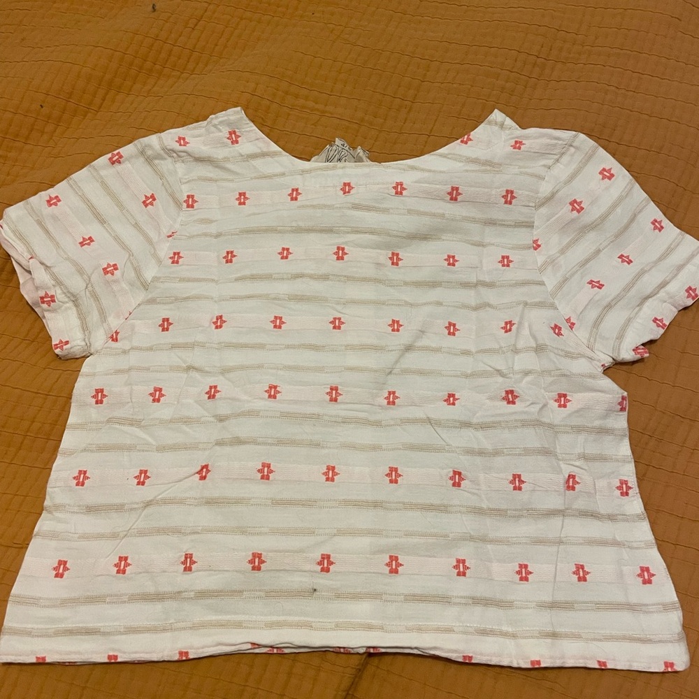 Ave & Jig White and Pink Short Sleeve Top in Tulip
